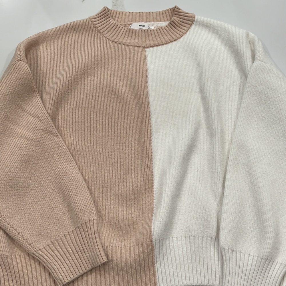 Cream & White Two-Toned Sweater
